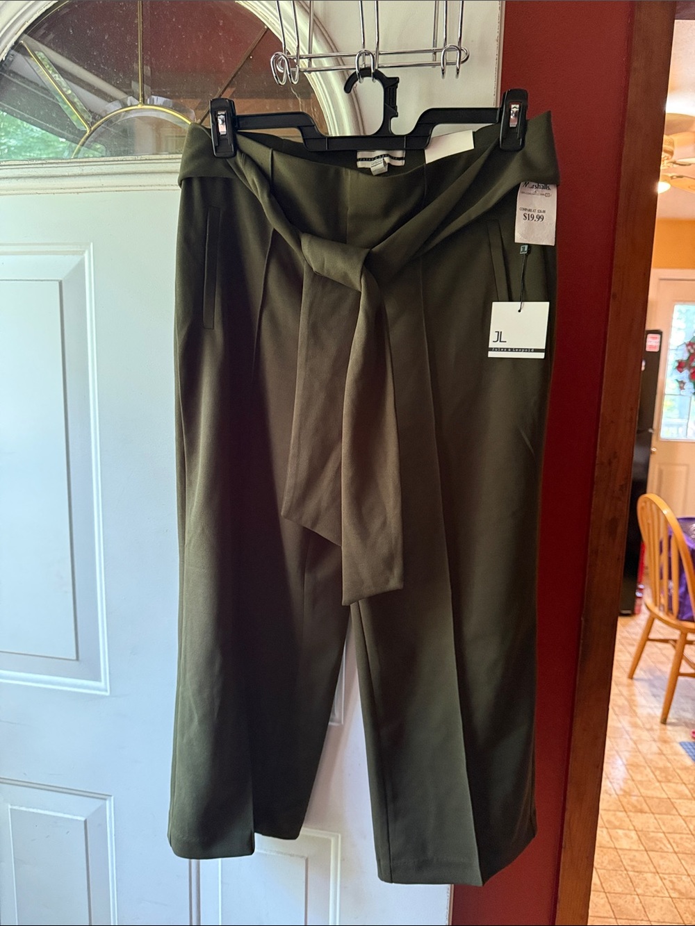 Olive Green Tie-Waist Women’s Pants